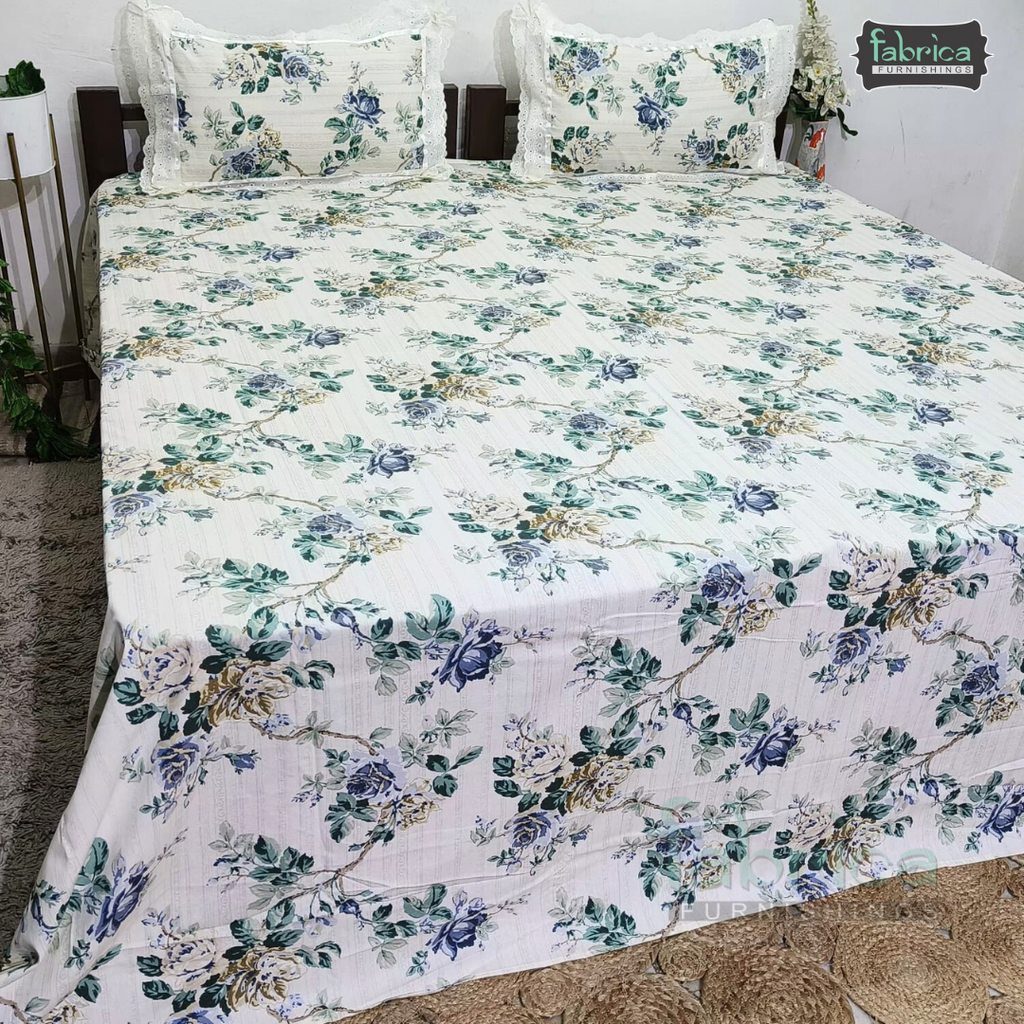 Traditional Anokhi Prints Pure Cotton King Size Lacework  Bedsheet