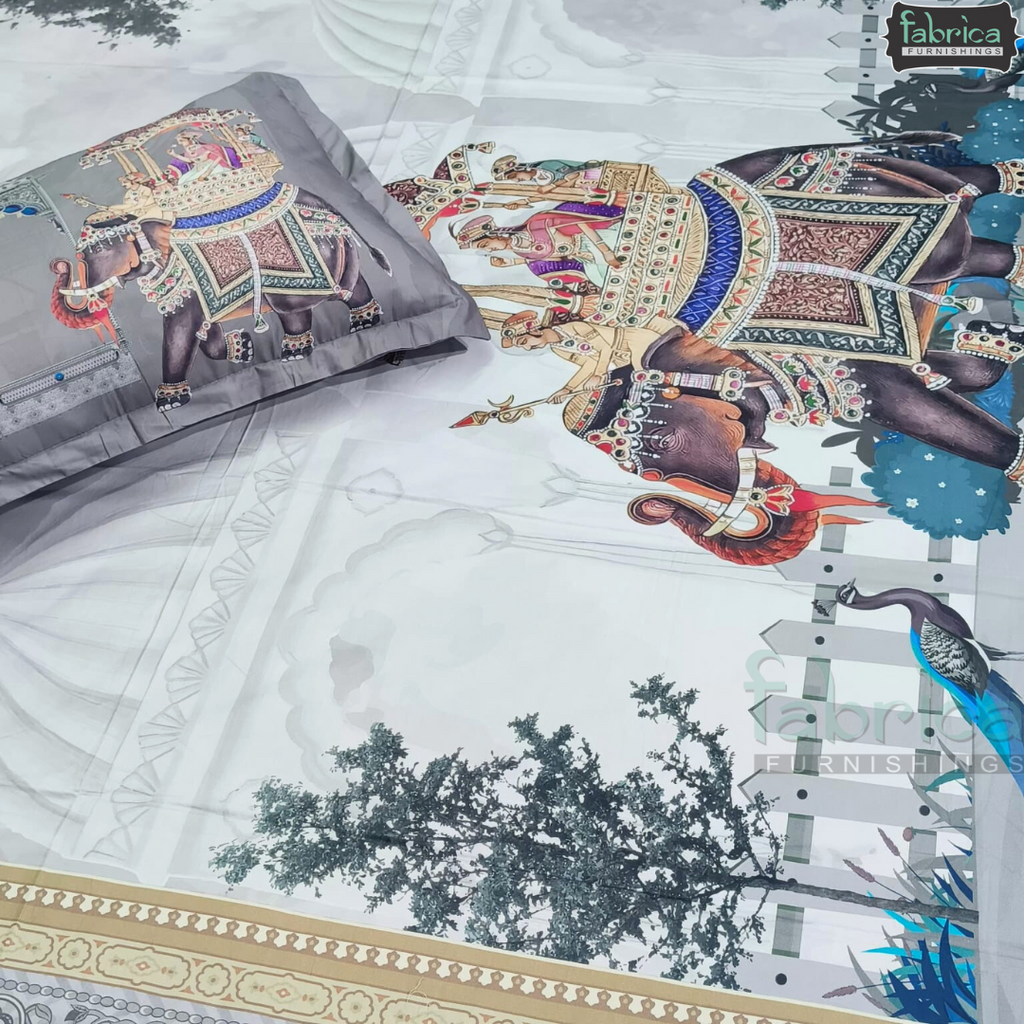 Digital Raga Printed King Size Pure Cotton Bedsheet (400 Tc)
