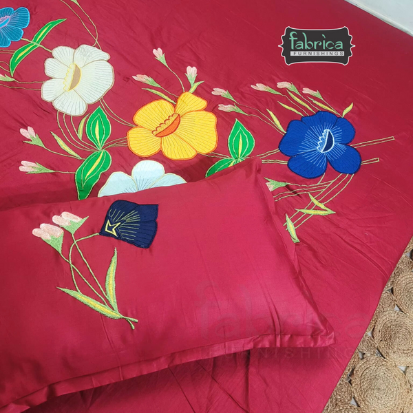 Home Designer Patchwork Embroider King Size Bed Sheets