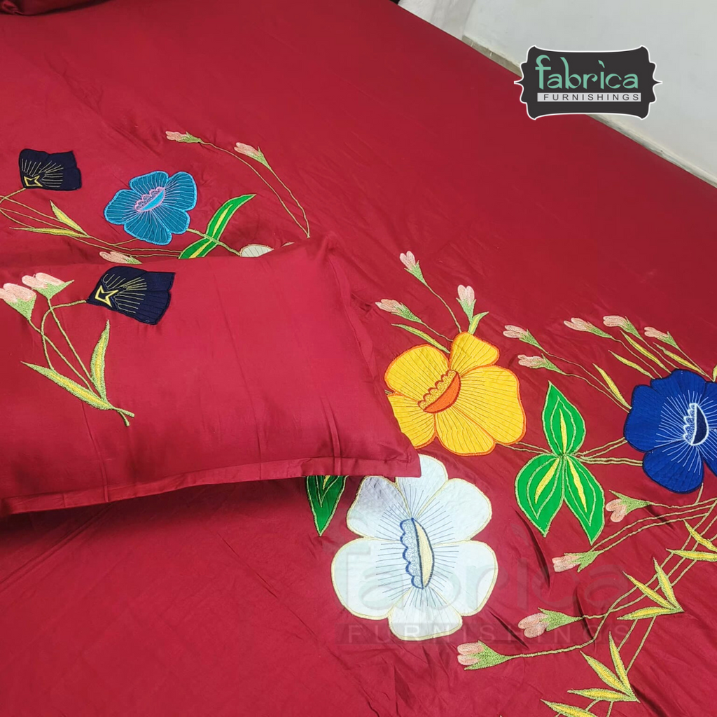 Home Designer Patchwork Embroider King Size Bed Sheets