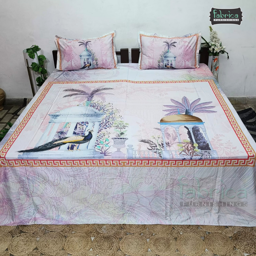 Digital Raga Printed King Size Pure Cotton Bedsheet (400 Tc)