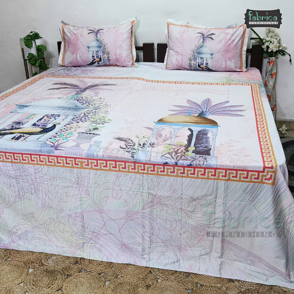 Digital Raga Printed King Size Pure Cotton Bedsheet (400 Tc)