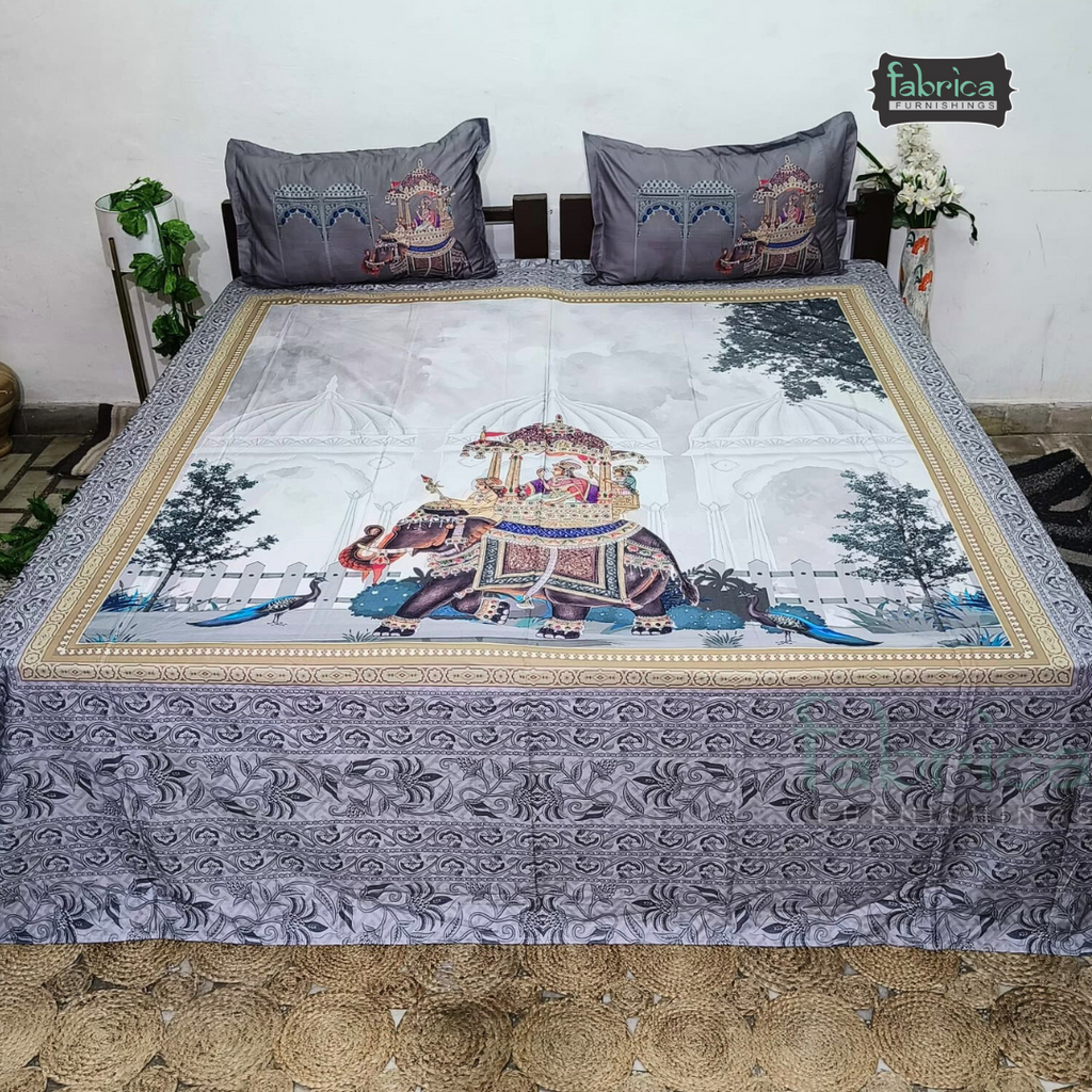 Digital Raga Printed King Size Pure Cotton Bedsheet (400 Tc)