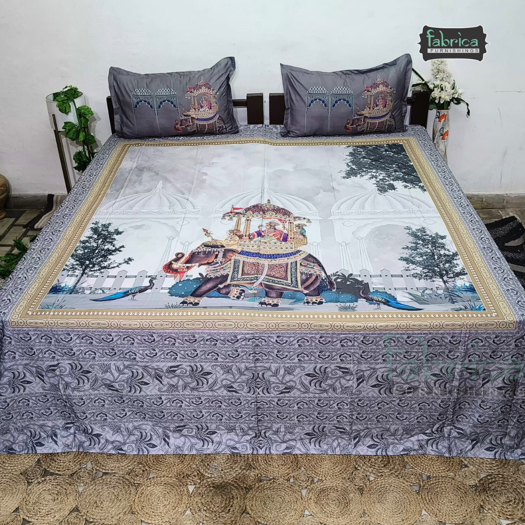 Digital Raga Printed King Size Pure Cotton Bedsheet (400 Tc)