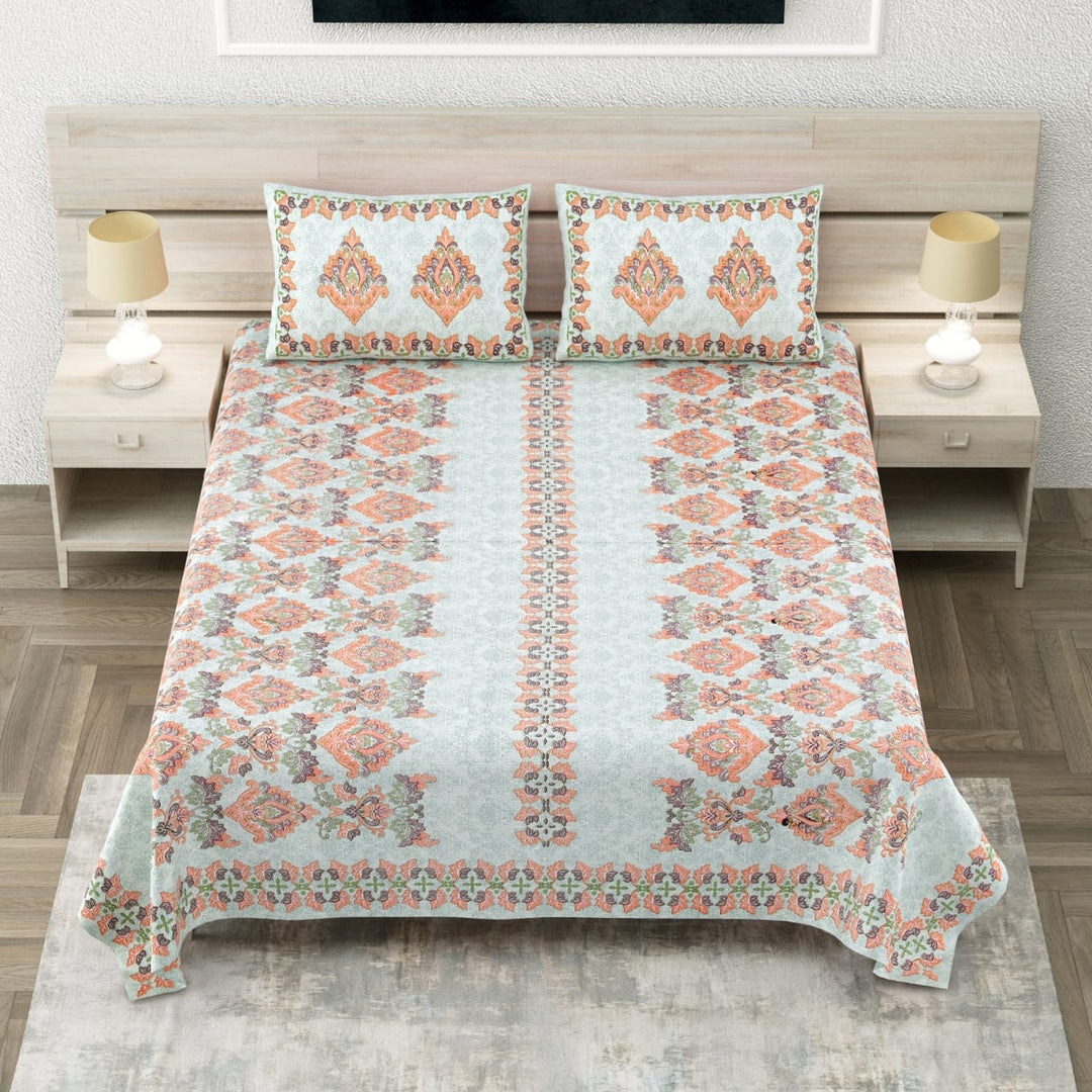 Mughlai Elegant Paisley Printed King Size Premium Cotton Bedsheet