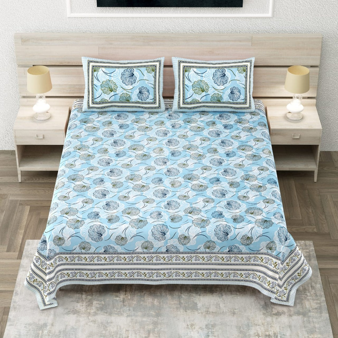Mughlai Elegant Floral Printed King Size Premium Cotton Bedsheet
