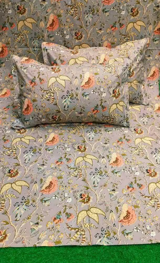 Sadabahar Anokhi Printed Pure Cotton  King Size Bedsheet Sett