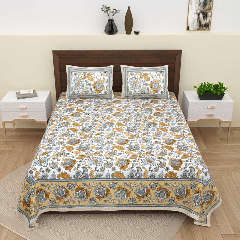 Fabby Decor Designer Kingsize Printed Pure Cotton Bedsheet