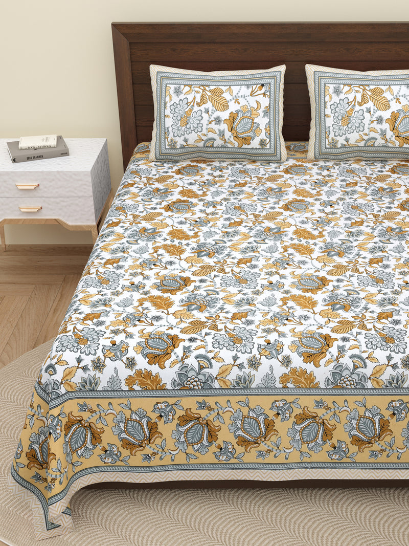 Fabby Decor Designer Kingsize Printed Pure Cotton Bedsheet