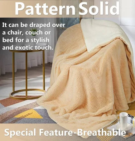 Cloudsoft Sherpa Double Bed Solid Color Blanket only