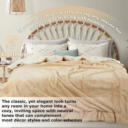 Cloudsoft Sherpa Double Bed Solid Color Blanket only