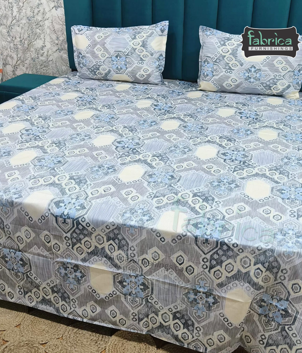 Petal Paradise Queen Size Pure Cotton Printed Bedsheet