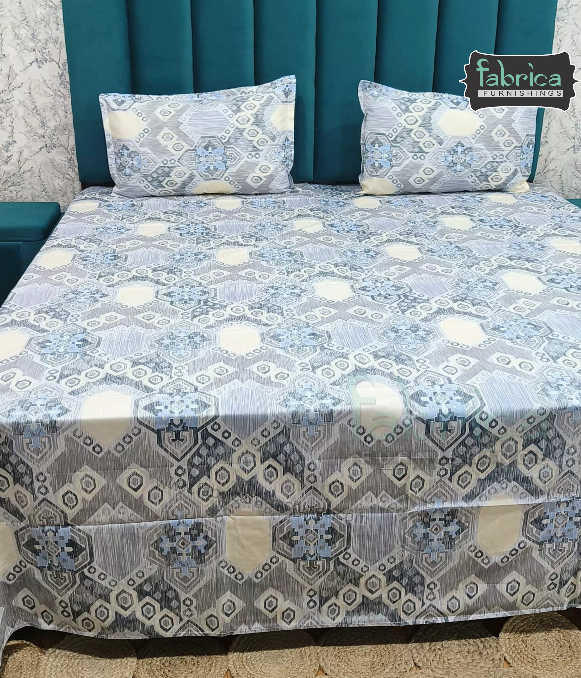 Petal Paradise Queen Size Pure Cotton Printed Bedsheet