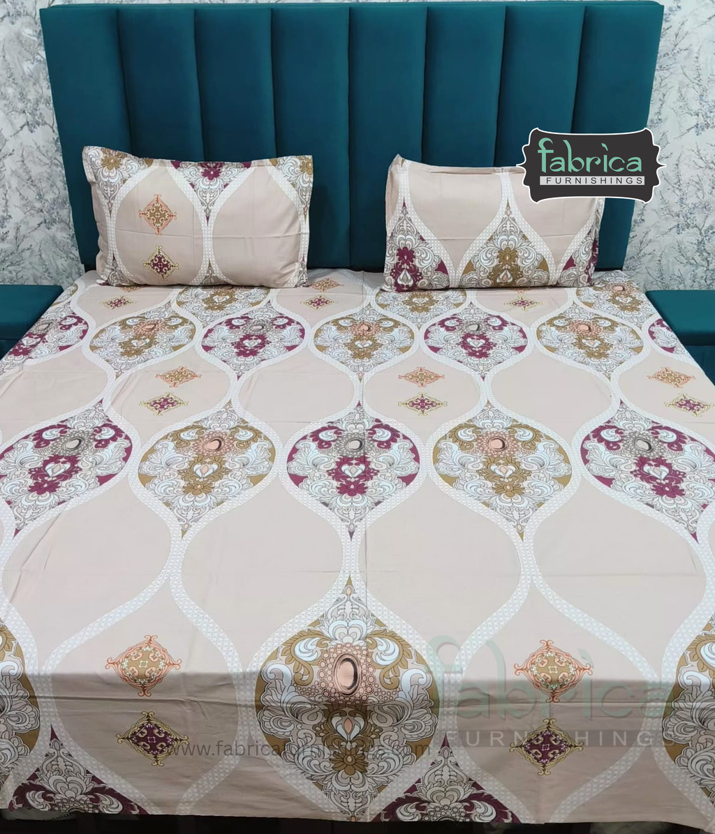 Petal Paradise Queen Size Pure Cotton Printed Bedsheet