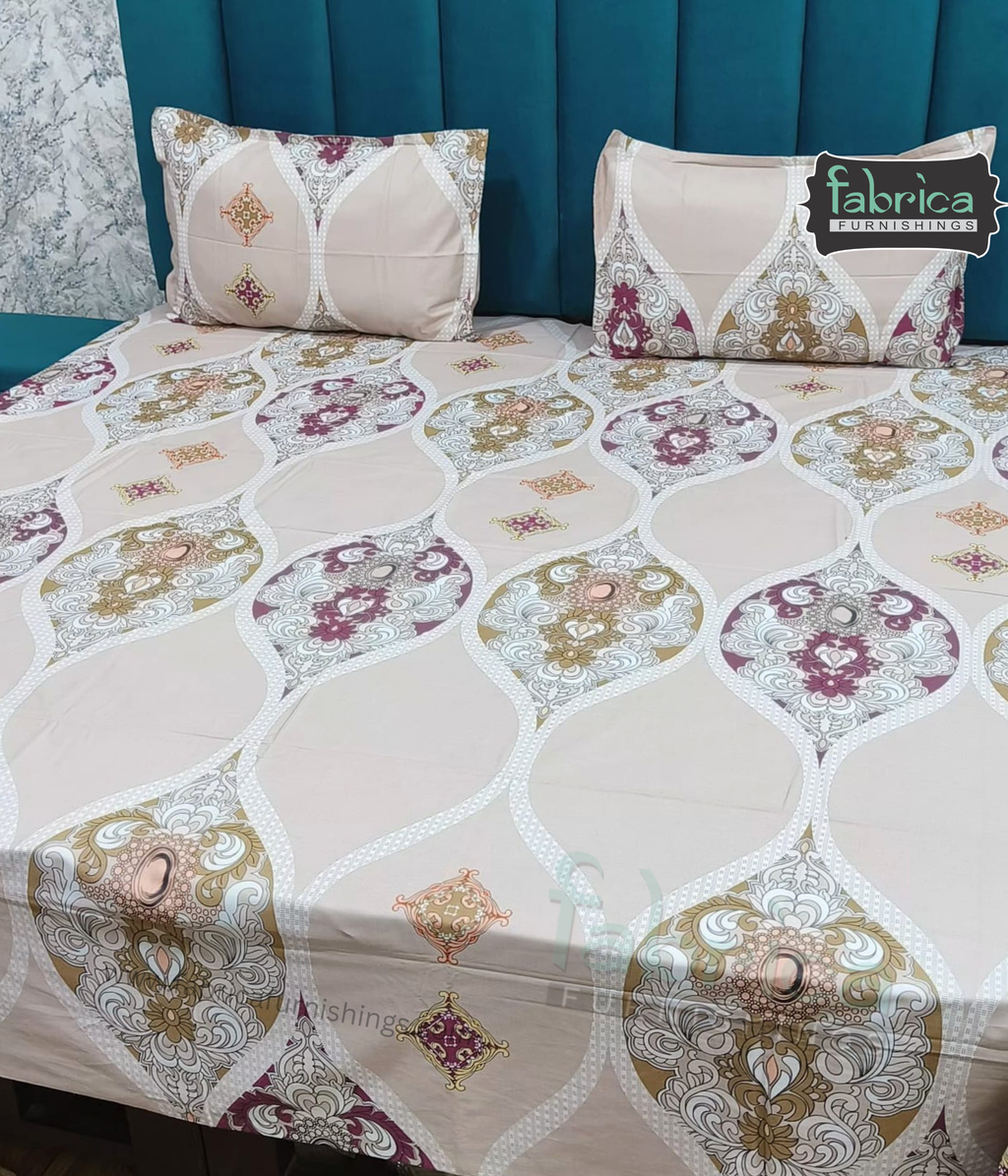 Petal Paradise Queen Size Pure Cotton Printed Bedsheet