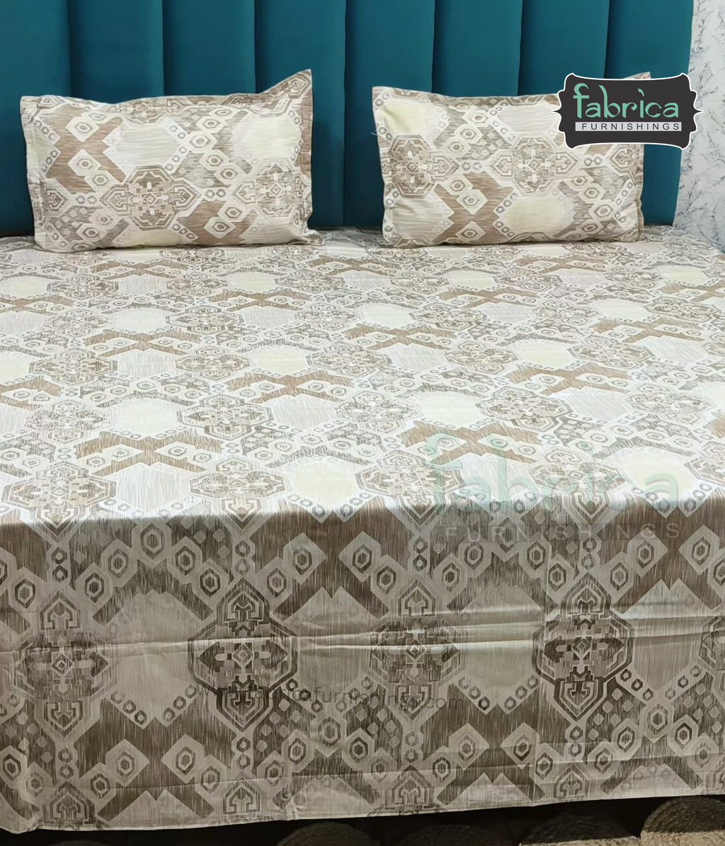 Petal Paradise Queen Size Pure Cotton Printed Bedsheet