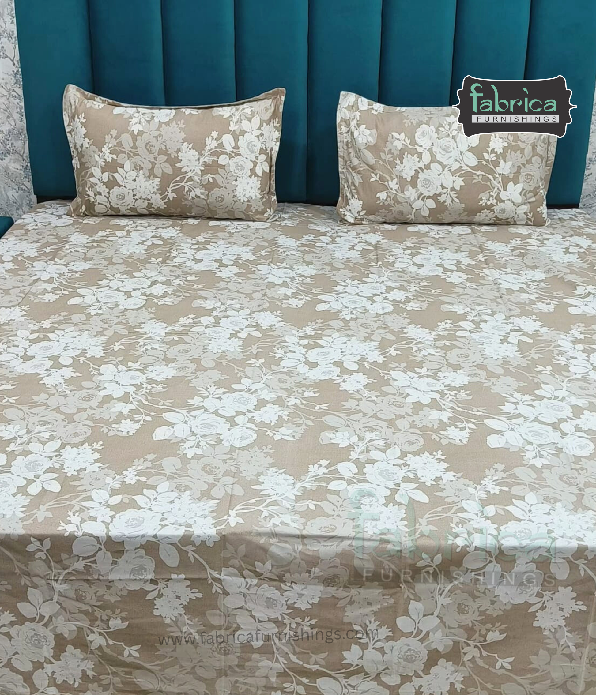 Petal Paradise Queen Size Pure Cotton Printed Bedsheet