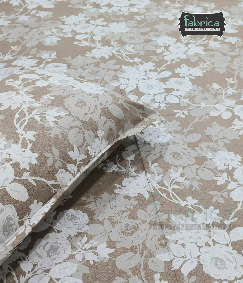 Petal Paradise Queen Size Pure Cotton Printed Bedsheet