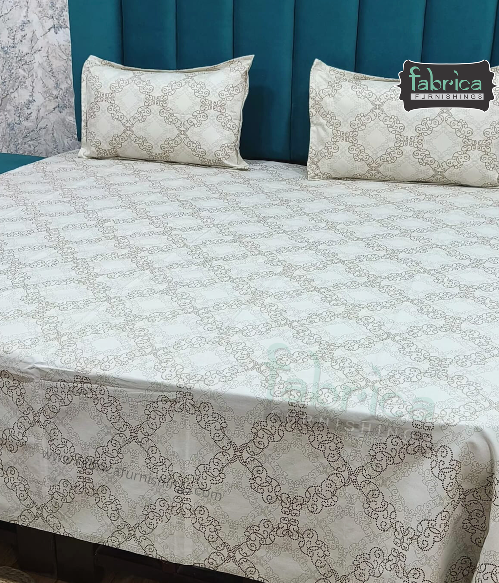 Petal Paradise Queen Size Pure Cotton Printed Bedsheet