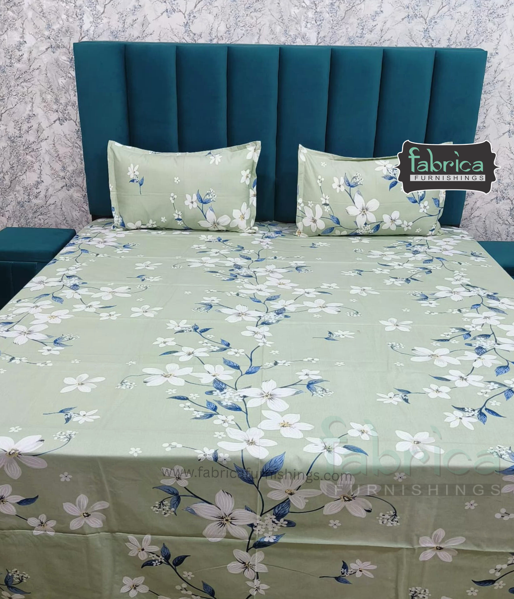 Petal Paradise Queen Size Pure Cotton Printed Bedsheet