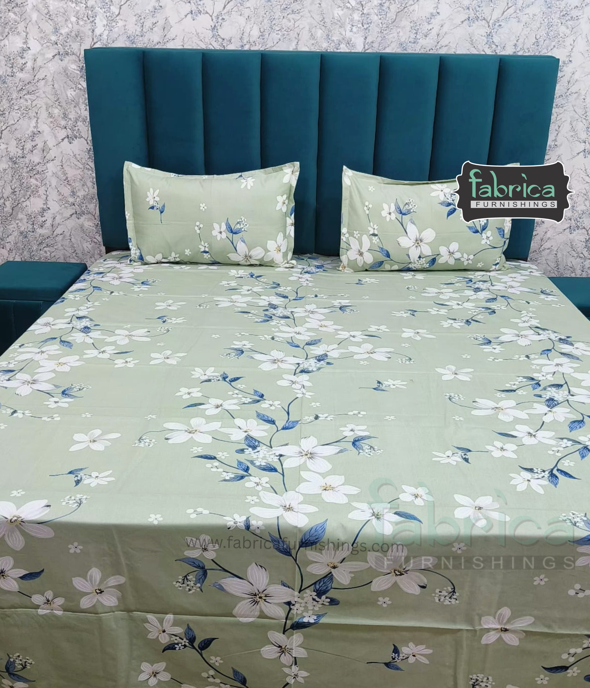 Petal Paradise Queen Size Pure Cotton Printed Bedsheet