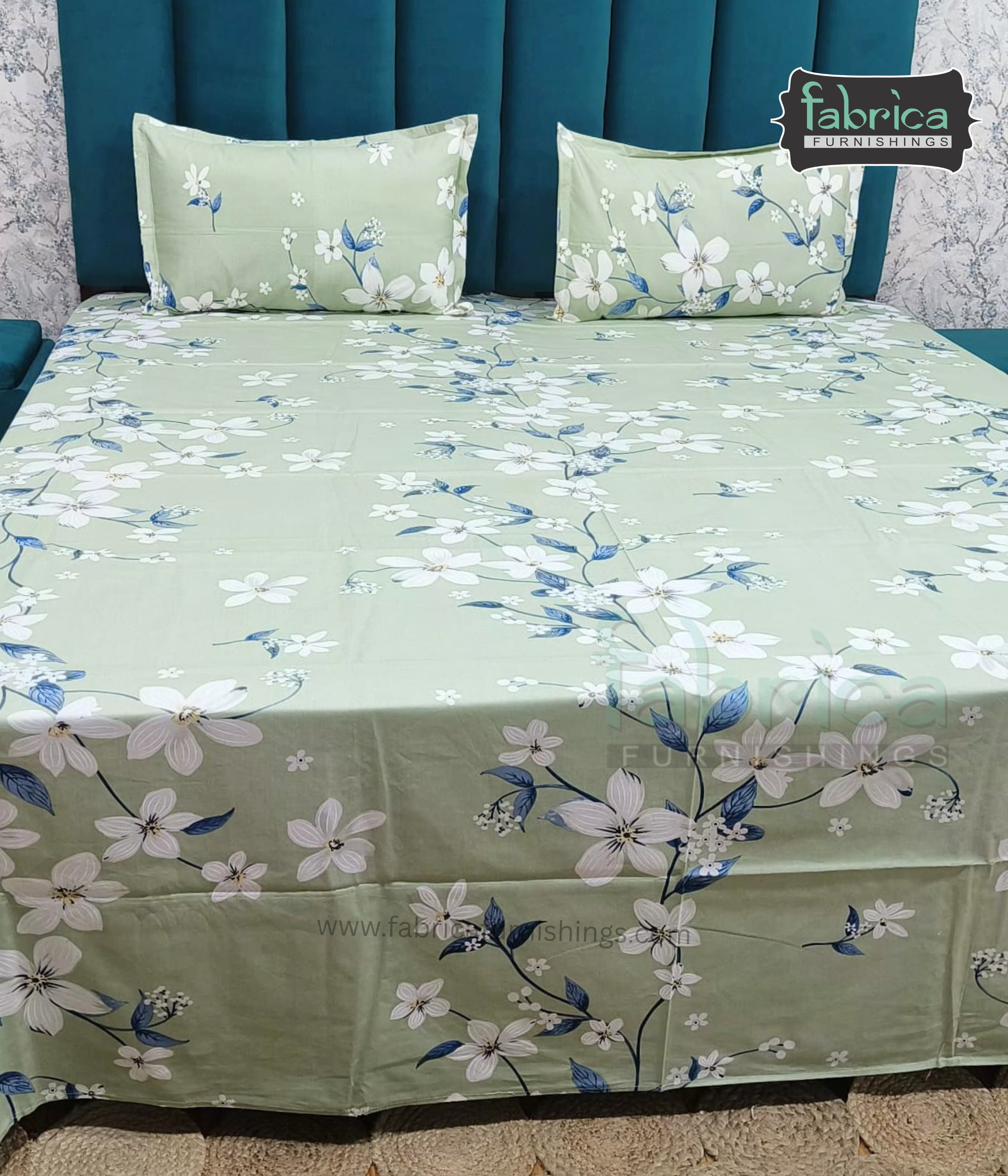 Petal Paradise Queen Size Pure Cotton Printed Bedsheet