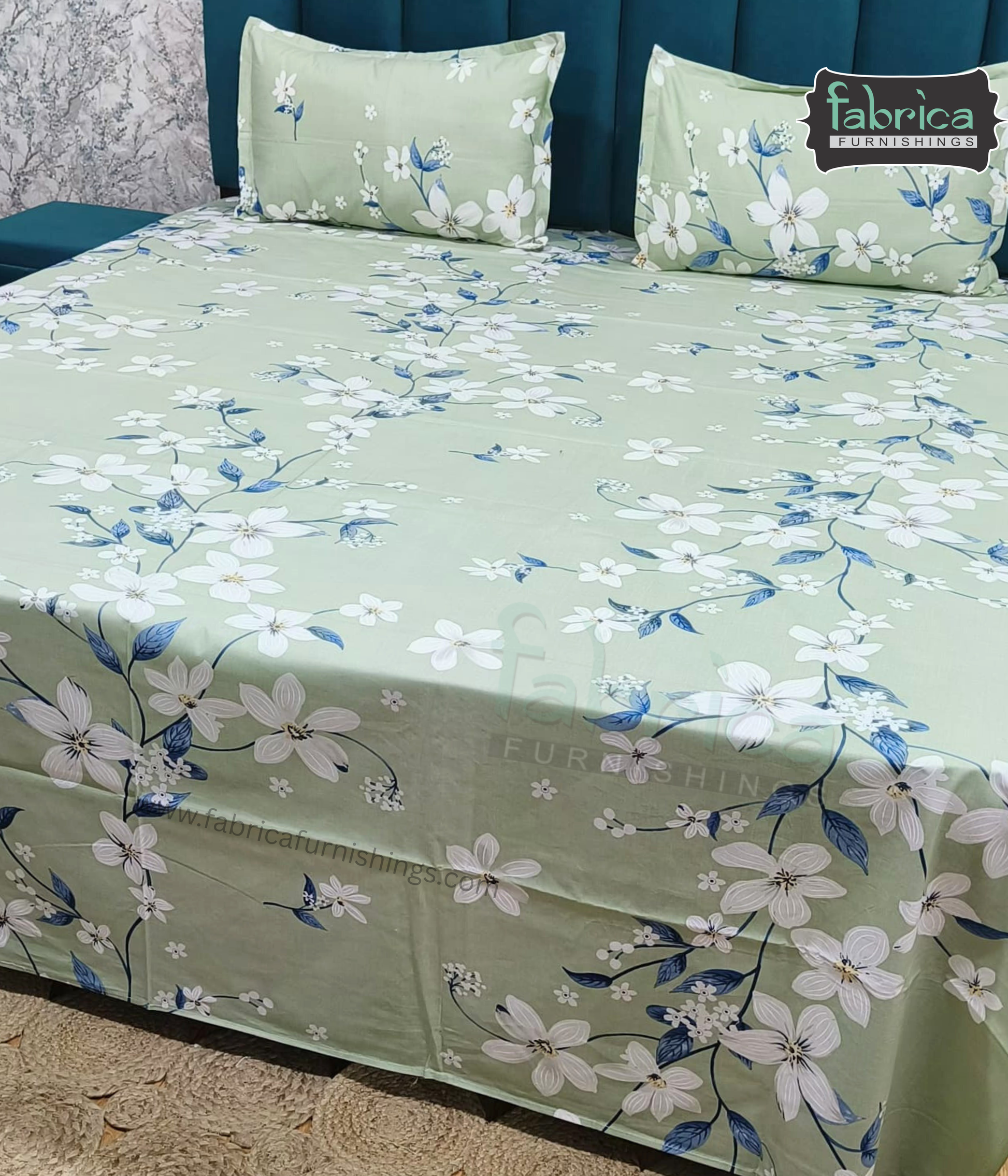 Petal Paradise Queen Size Pure Cotton Printed Bedsheet