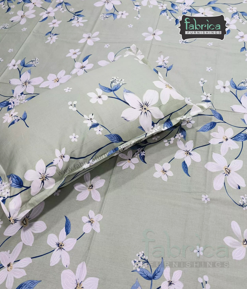 Petal Paradise Queen Size Pure Cotton Printed Bedsheet