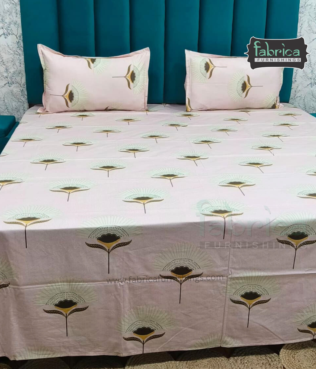 Petal Paradise Queen Size Pure Cotton Printed Bedsheet