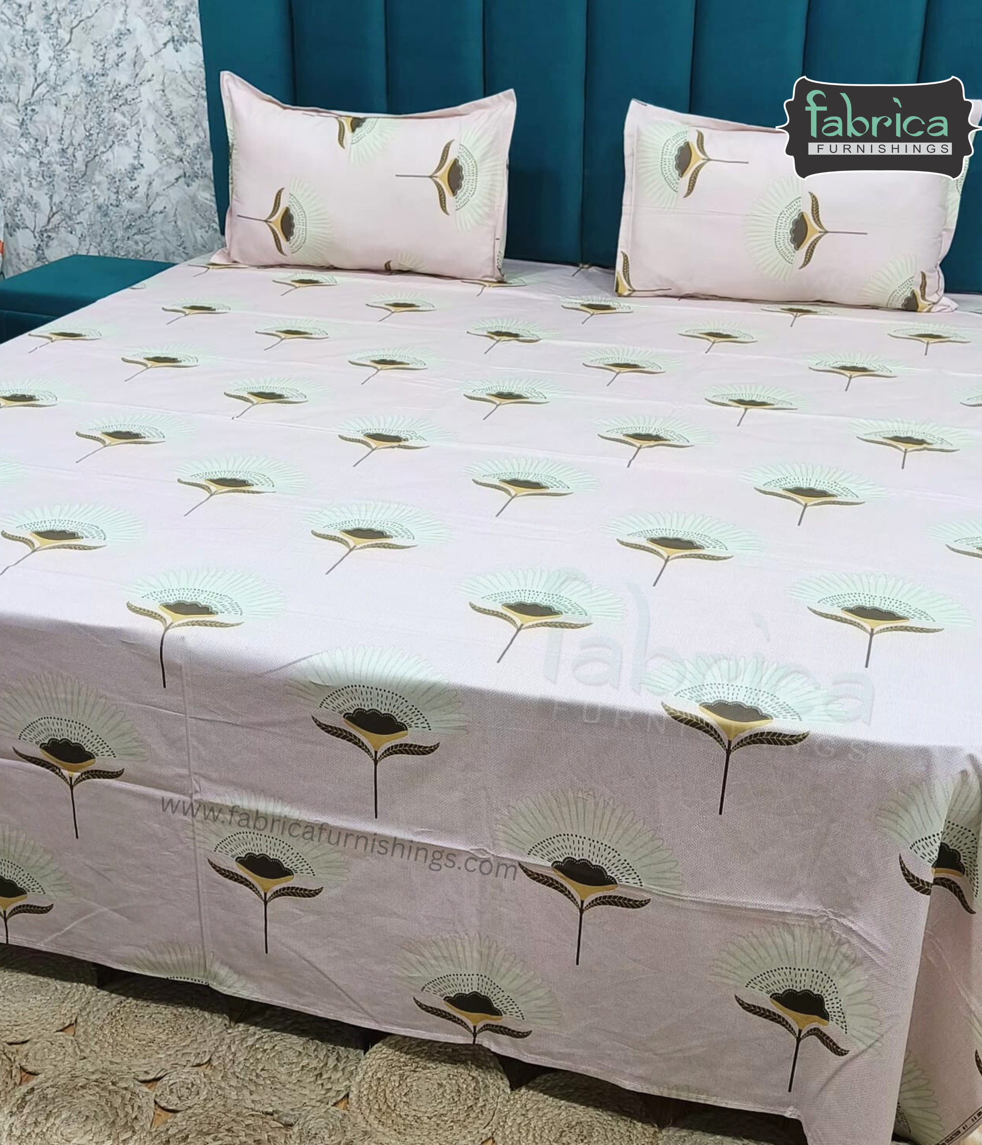 Petal Paradise Queen Size Pure Cotton Printed Bedsheet