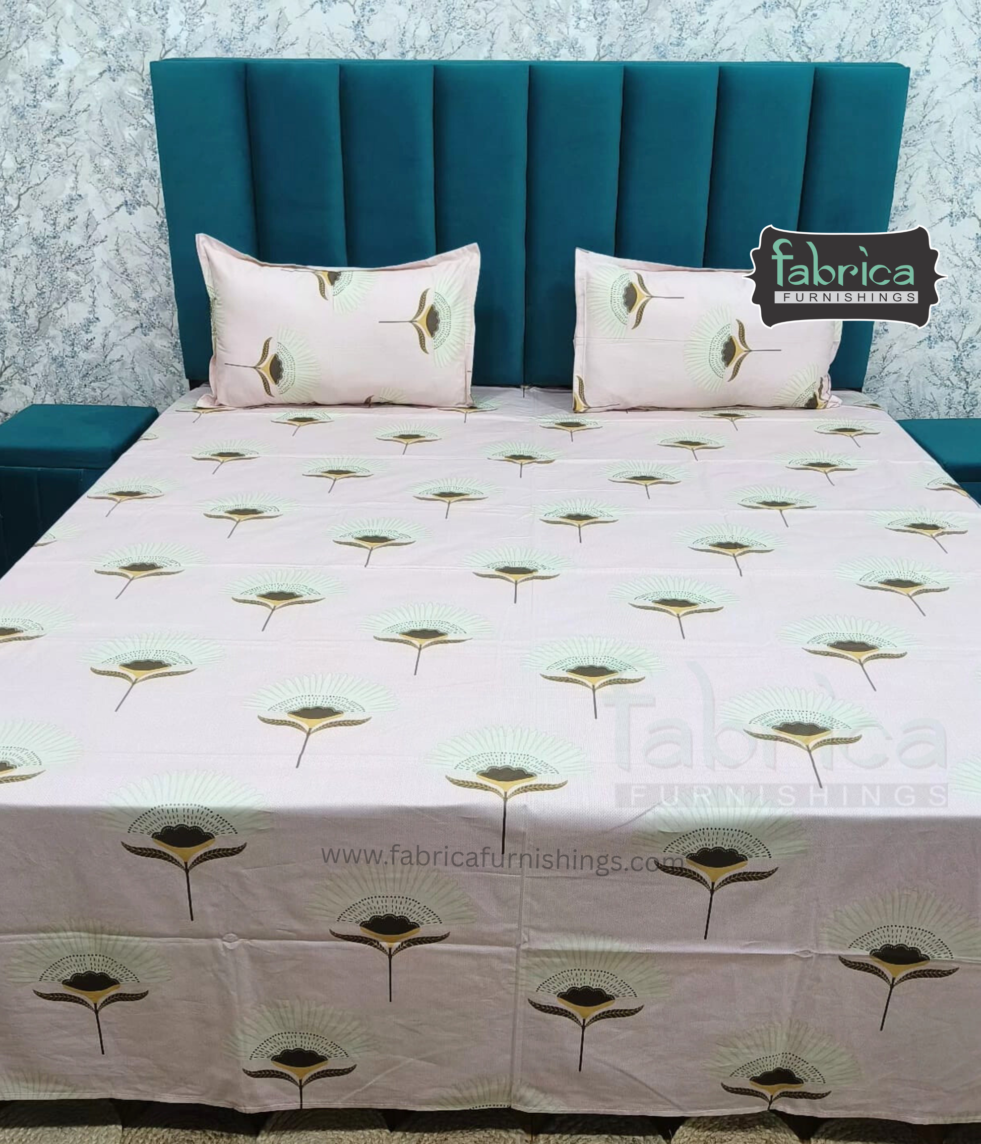 Petal Paradise Queen Size Pure Cotton Printed Bedsheet
