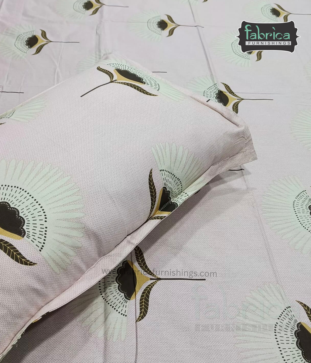 Petal Paradise Queen Size Pure Cotton Printed Bedsheet
