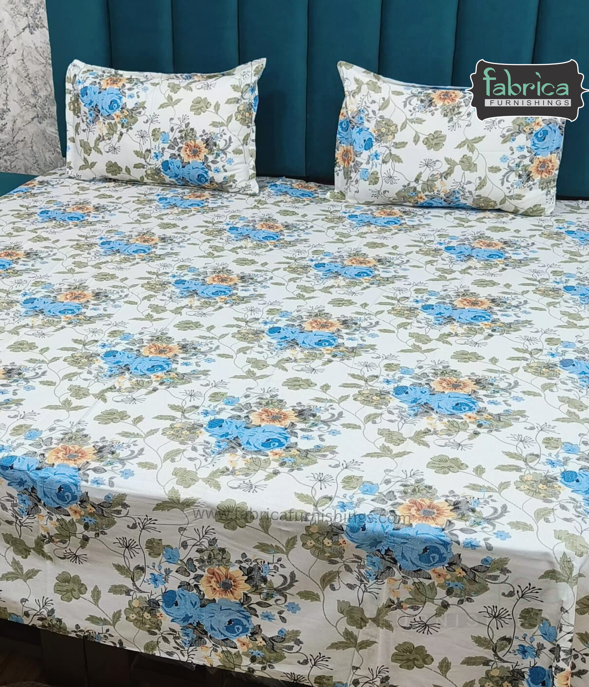 Petal Paradise Queen Size Pure Cotton Printed Bedsheet