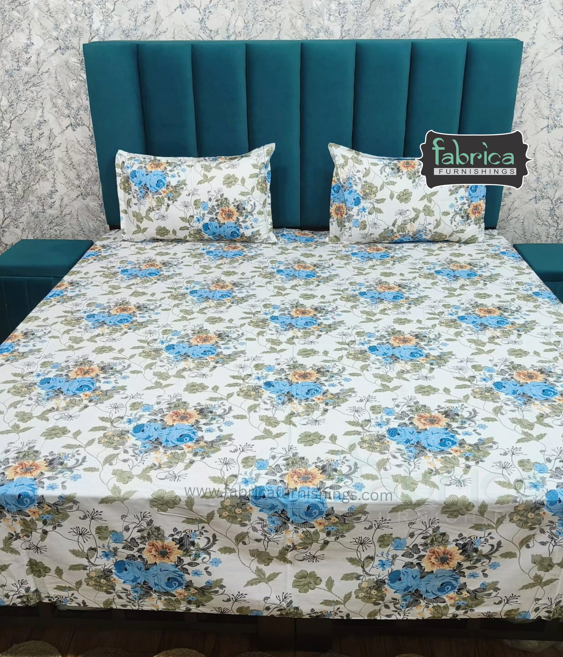 Petal Paradise Queen Size Pure Cotton Printed Bedsheet