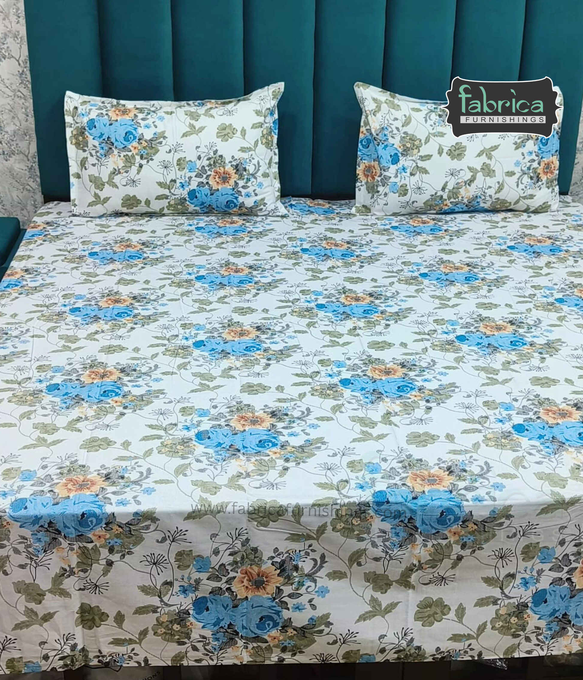 Petal Paradise Queen Size Pure Cotton Printed Bedsheet