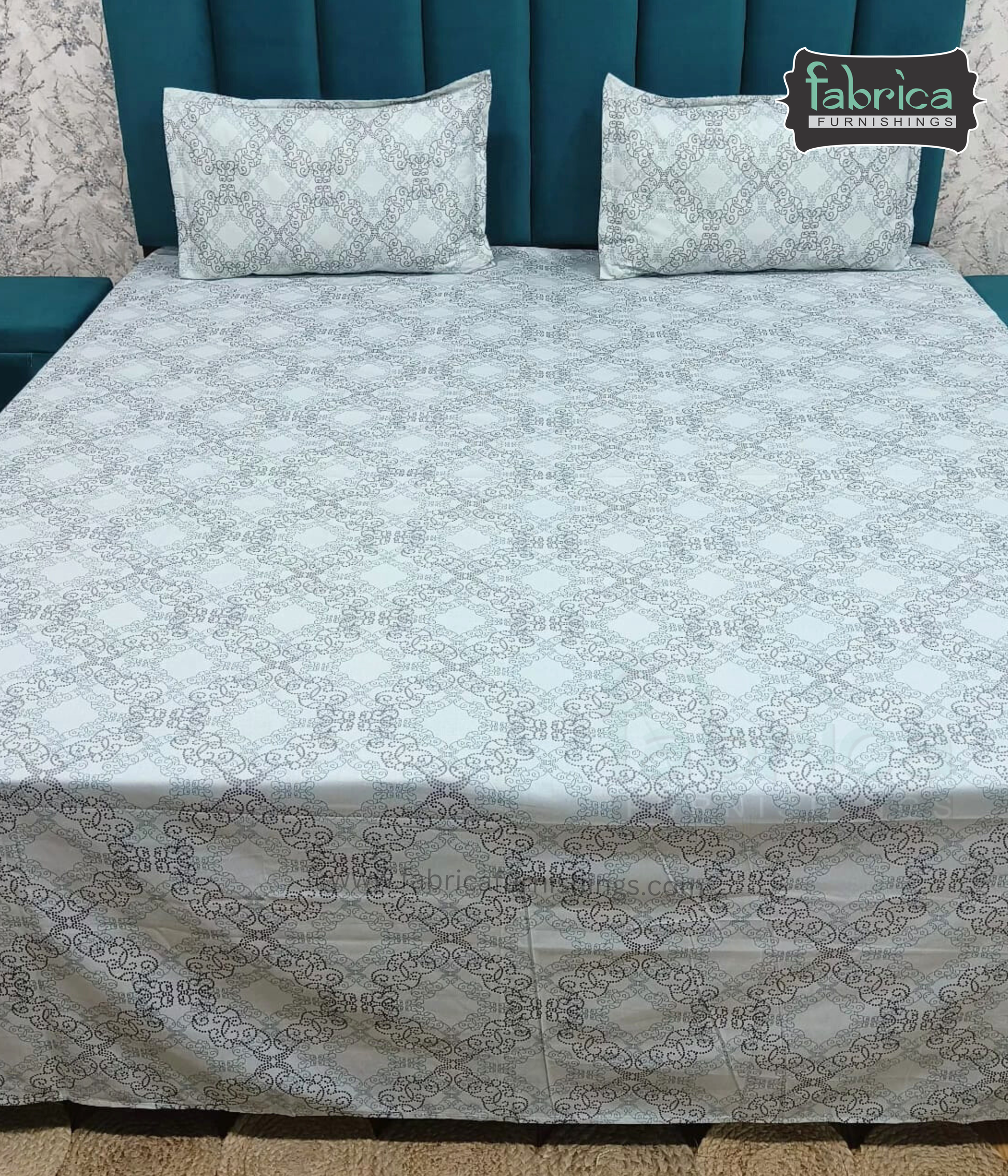 Petal Paradise Queen Size Pure Cotton Printed Bedsheet