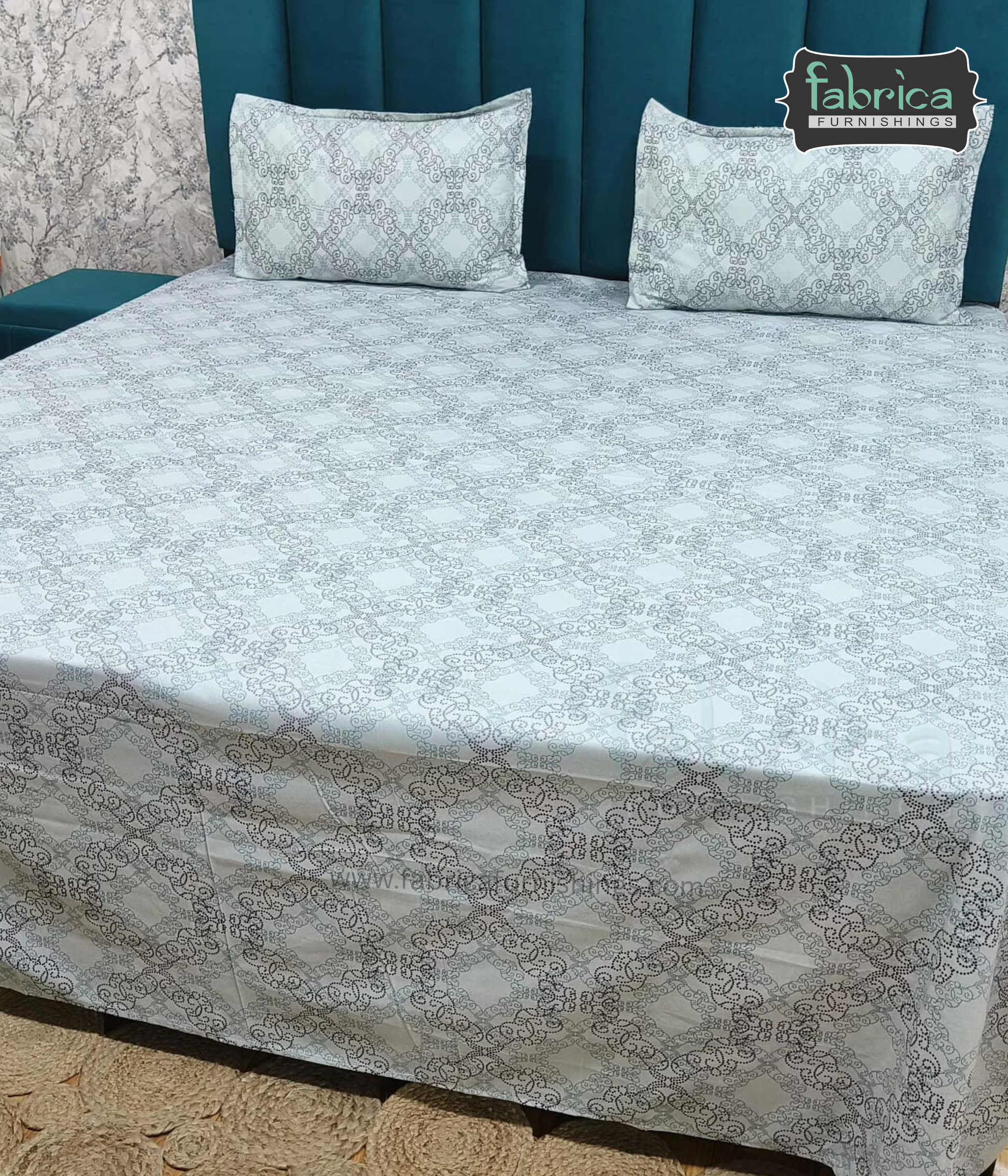 Petal Paradise Queen Size Pure Cotton Printed Bedsheet