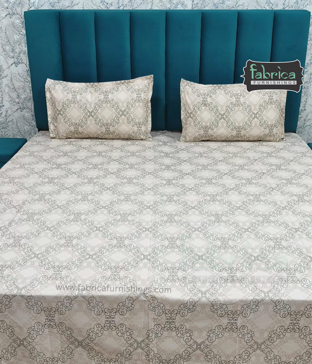 Petal Paradise Queen Size Pure Cotton Printed Bedsheet