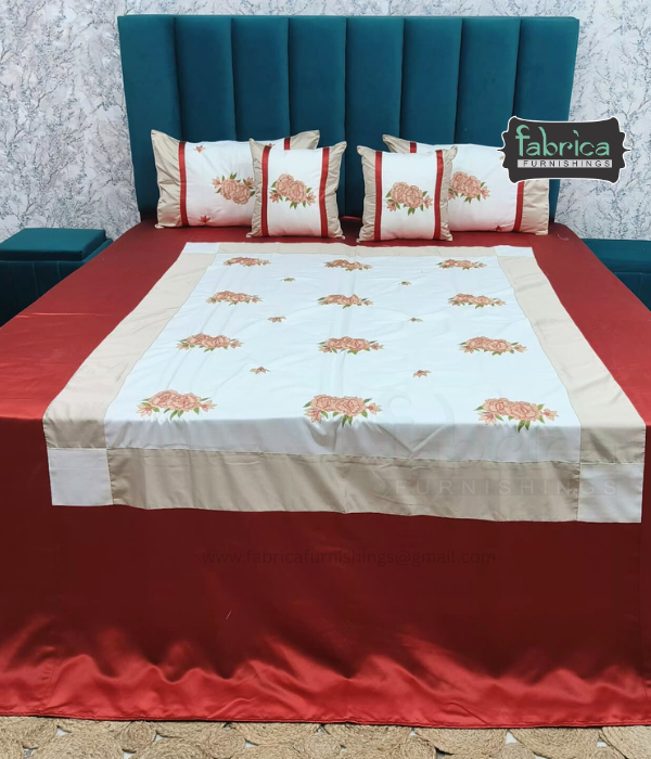Jacquard Silk Applique Work King Size Embroidered 5 Pcs Set