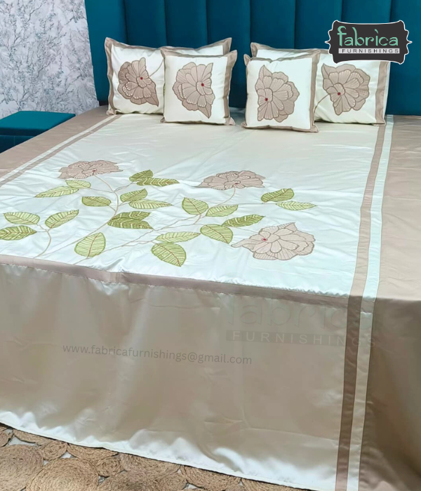 Jacquard Silk Applique Work King Size Embroidered 5 Pcs Set