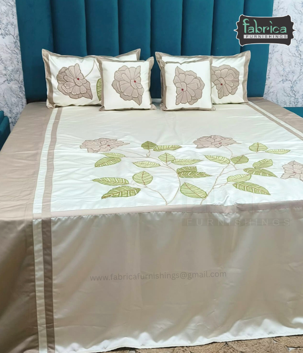 Jacquard Silk Applique Work King Size Embroidered 5 Pcs Set