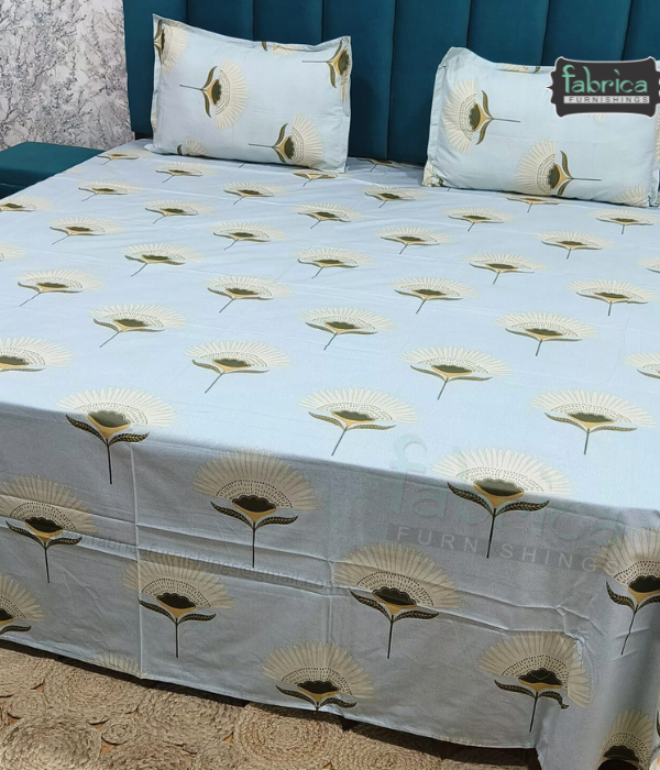 Petal Paradise Queen Size Pure Cotton Printed Bedsheet