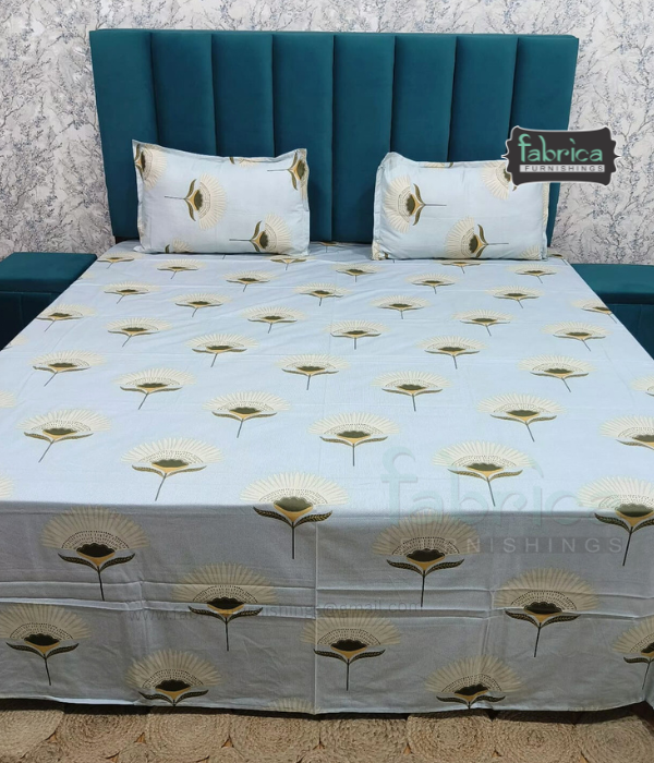 Petal Paradise Queen Size Pure Cotton Printed Bedsheet