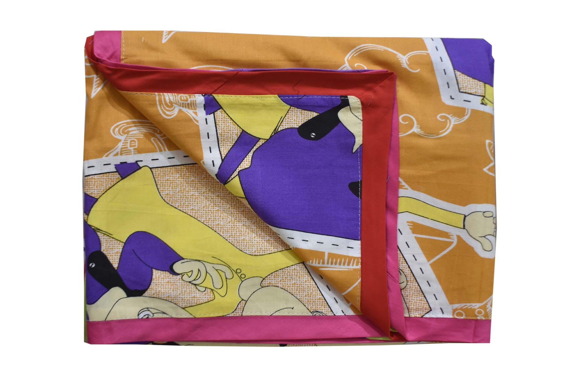 Cotton Cartoon Print Bright Single Duvet Cover Pair 