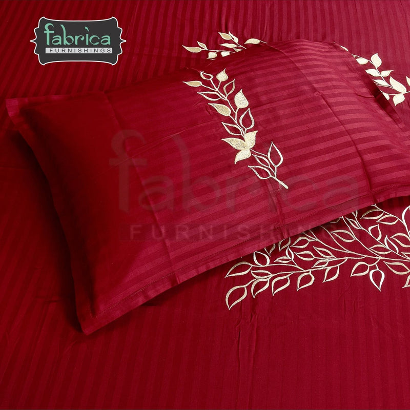 Fabby Home Designer Mehroon Embroider king Size Bed Sheets
