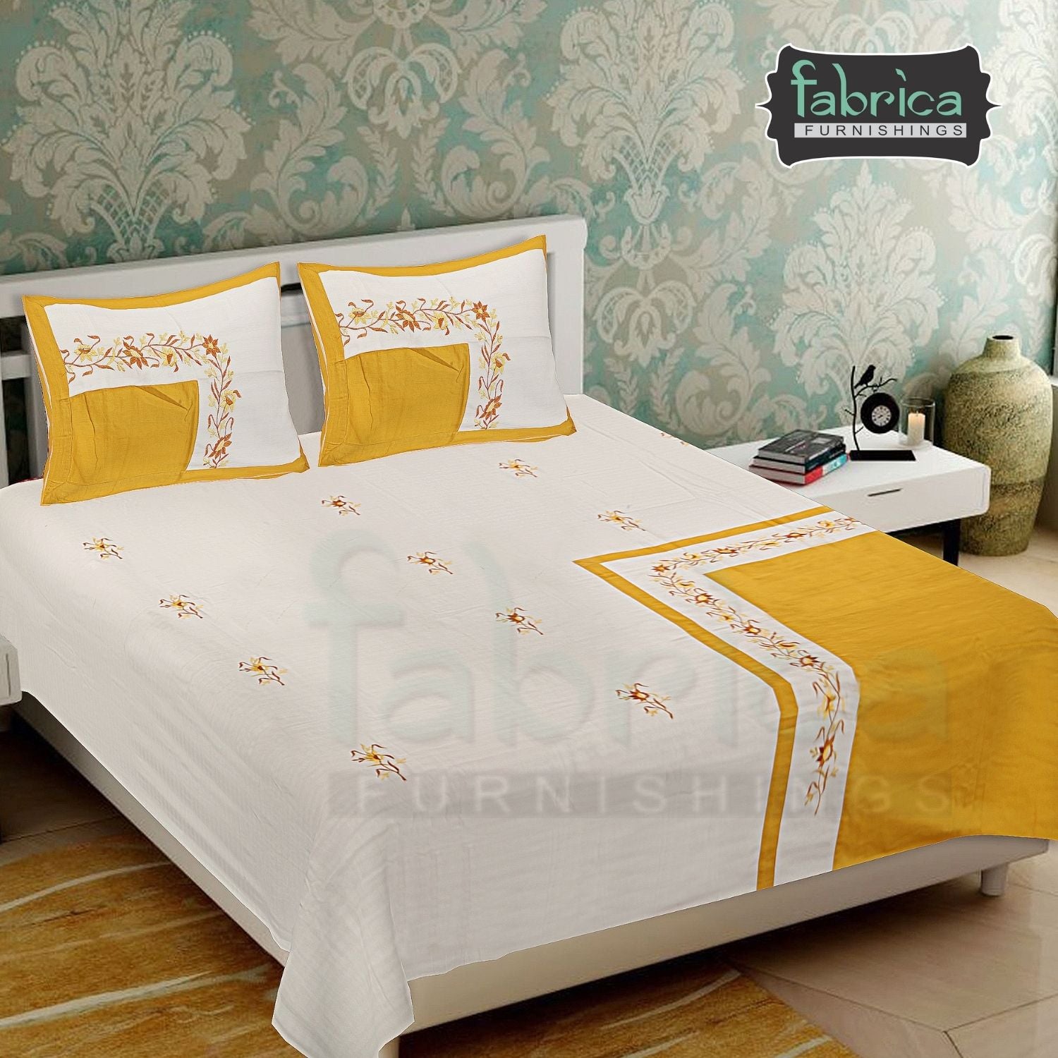 Fabby Royal Designer Embroidered king Size Bed Sheets