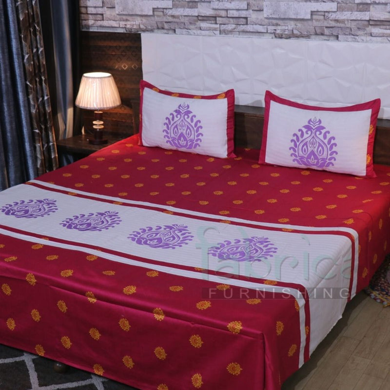 Fabby Royal Designer Embroidered king Size Bed Sheets