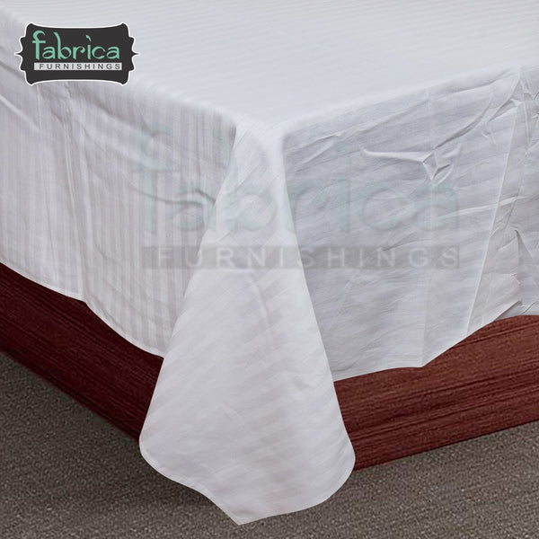 Solid Color Pure Cotton White Self Striped King Size Bed Sheets