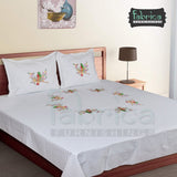 Parrot Embroider Double Bed King Size Bed Sheets