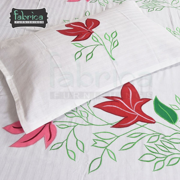 Fabby Home Designer Patchwork Embroider King size Bedsheet